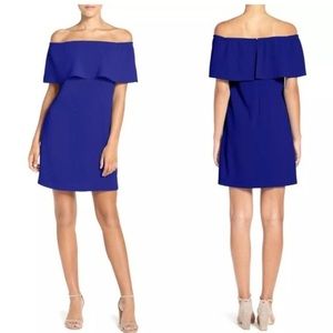 Charles Henry Off The Shoulder Dress in Royal Blue